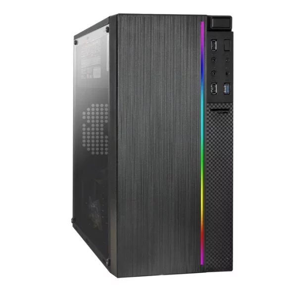 Exegate EX296070RUS Корпус Minitower ExeGate mEVO-9301-EVO800 (mATX, БП EVO800RGB с вент. 12см, с окном, 2*USB+1*USB3.0, HD аудио, черный, с RGB подсветкой)